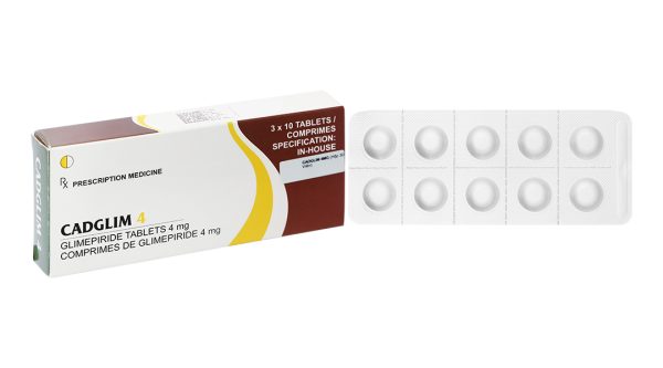 Cadglim 4 trị đái tháo đường tuýp 2 không phụ thuộc insulin (3 vỉ x 10 viên)