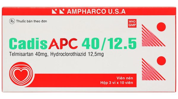 CadisAPC 40/12.5 điều trị tăng huyết áp nguyên phát (3 vỉ x 10 viên)