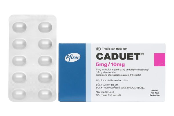 Caduet 5mg/10mg trị tăng huyết áp, rối loạn lipid máu (3 vỉ x 10 viên)