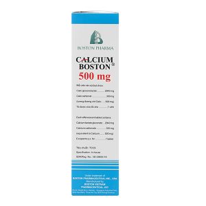 Viên nén sủi bọt Calcium Boston 500mg trị loãng xương, nhuyễn xương tuýp 20 viên