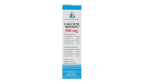 Viên nén sủi bọt Calcium Boston 500mg trị loãng xương, nhuyễn xương tuýp 20 viên