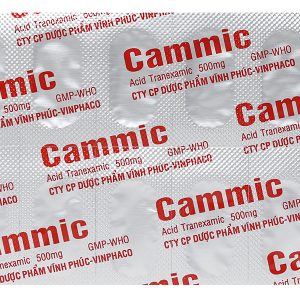 Cammic 500mg cầm máu, trị chảy máu tiêu firin (10 vỉ x 10 viên)