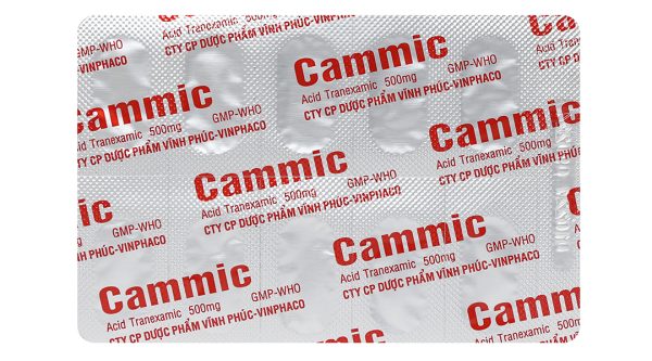Cammic 500mg cầm máu, trị chảy máu tiêu firin (10 vỉ x 10 viên)