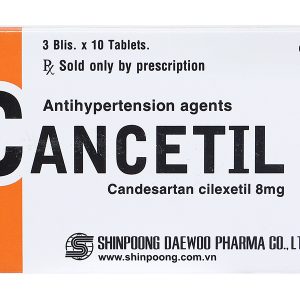 Cancetil 8mg điều trị tăng huyết áp, suy tim (3 vỉ x 10 viên)