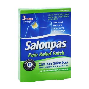 Cao dán Salonpas Pain Relief Patch (7cm x 10cm) giảm đau, kháng viêm hộp 3 miếng