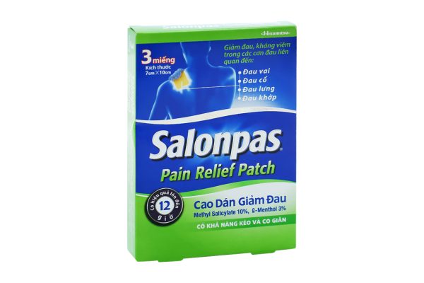 Cao dán Salonpas Pain Relief Patch (7cm x 10cm) giảm đau, kháng viêm hộp 3 miếng