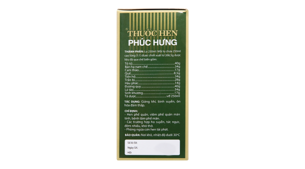 Cao lỏng Thuốc Hen Phúc Hưng trị hen suyễn, viêm phế quản chai 250ml