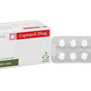 Captopril TV.Pharm 25mg trị tăng huyết áp, suy tim sung huyết (10 vỉ x 10 viên)