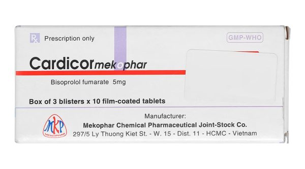 Cardicormekophar 5mg trị tăng huyết áp, đau thắt ngực (3 vỉ x 10 viên)