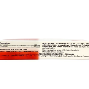 Carsantin 6.25mg trị tăng huyết áp, đau thắt ngực, hỗ trợ suy tim (3 vỉ x 10 viên)