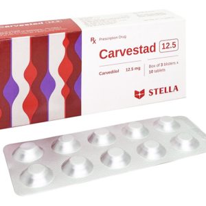 Carvestad 12.5 điều trị tăng huyết áp, đau thắt ngực và suy tim (3 vỉ x 10 viên)