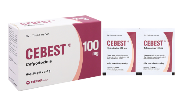 Cốm pha hỗn dịch uống Cebest 100mg trị nhiễm khuẩn (20 gói x 3g)