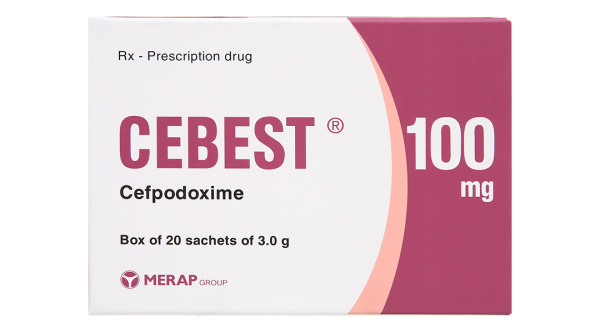 Cốm pha hỗn dịch uống Cebest 100mg trị nhiễm khuẩn (20 gói x 3g)