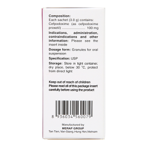 Cốm pha hỗn dịch uống Cebest 100mg trị nhiễm khuẩn (20 gói x 3g)