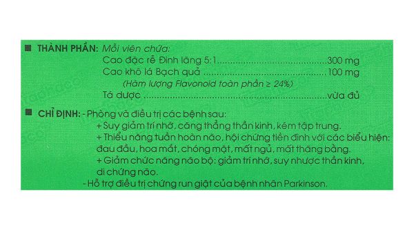Cebraton phòng và điều trị suy giảm trí nhớ, suy nhược thần kinh (5 vỉ x 10 viên)