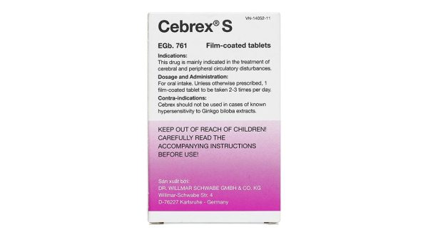 Cebrex S 80mg điều trị rối loạn tuần hoàn não và ngoại biên (6 vỉ x 20 viên)
