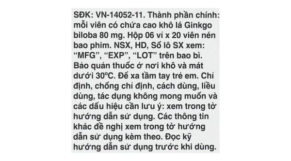 Cebrex S 80mg điều trị rối loạn tuần hoàn não và ngoại biên (6 vỉ x 20 viên)
