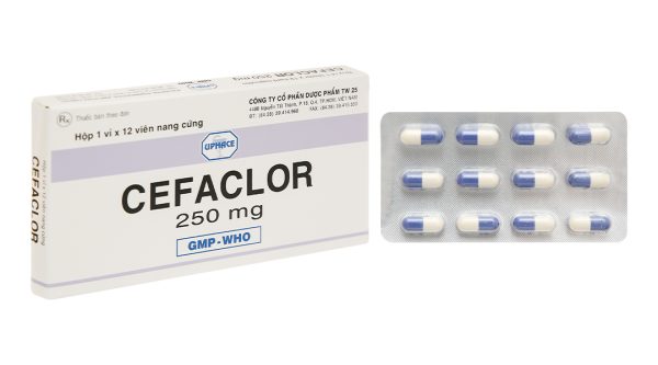 Cefaclor Uphace 250mg trị viêm tai giữa cấp, viêm xoang cấp (1 vỉ x 12 viên)