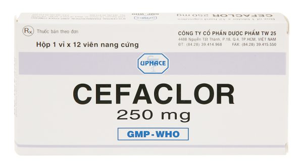 Cefaclor Uphace 250mg trị viêm tai giữa cấp, viêm xoang cấp (1 vỉ x 12 viên)