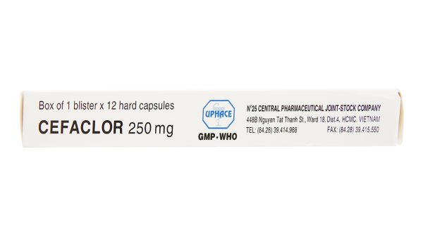 Cefaclor Uphace 250mg trị viêm tai giữa cấp, viêm xoang cấp (1 vỉ x 12 viên)