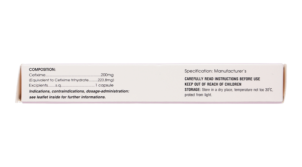 Cefixim Cophavina 200mg trị nhiễm khuẩn (2 vỉ x 10 viên)