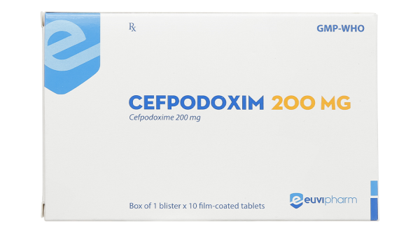 Cefpodoxim 200mg Euvipharm trị nhiễm khuẩn (1 vỉ x 10 viên)