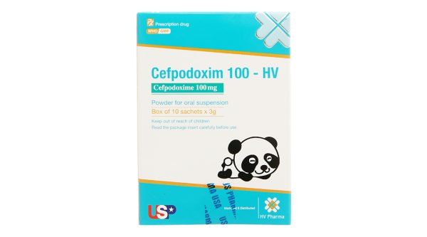Bột pha hỗn dịch uống Cefpodoxim 100-HV trị nhiễm khuẩn (10 gói x 3g)