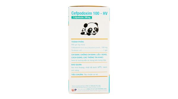 Bột pha hỗn dịch uống Cefpodoxim 100-HV trị nhiễm khuẩn (10 gói x 3g)