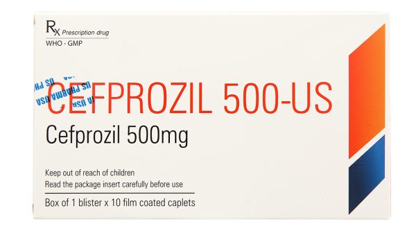 Cefprozil 500-US trị viêm tai giữa cấp tính, viêm họng (1 vỉ x 10 viên)