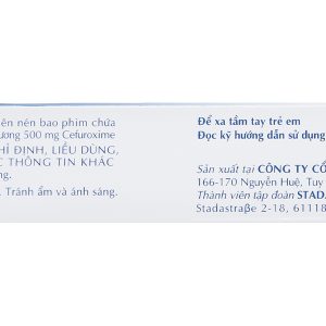 Cefuroxime Stada 500mg trị nhiễm khuẩn (2 vỉ x 5 viên)