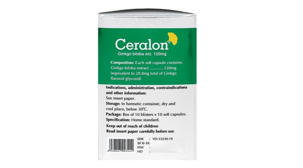 Ceralon 120mg tuần hoàn máu não, cải thiện trí nhớ (10 vỉ x 10 viên)
