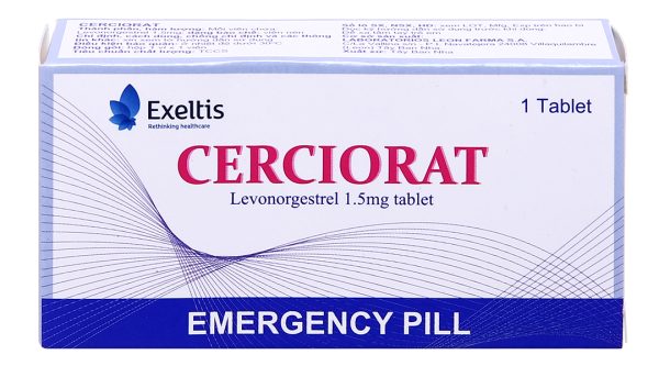 Cerciorat thuốc tránh thai khẩn cấp trong vòng 72 giờ (1 vỉ x 1 viên)