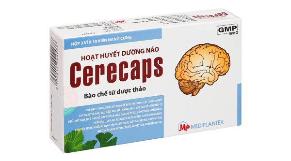 Cerecaps tuần hoàn máu não, cải thiện trí nhớ (3 vỉ x 10 viên)