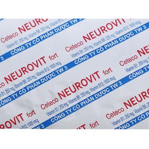 Ceteco Neurovit Fort trị thiếu các vitamin B1, B6, B12 (10 vỉ x 10 viên)