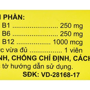 Ceteco Neurovit Fort trị thiếu các vitamin B1, B6, B12 (10 vỉ x 10 viên)
