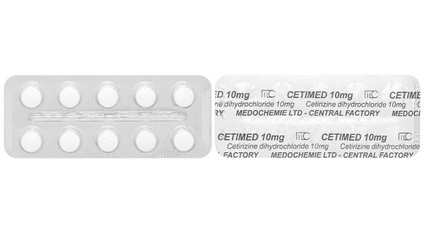 Cetimed 10mg điều trị triệu chứng viêm mũi dị ứng (1 vỉ x 10 viên)