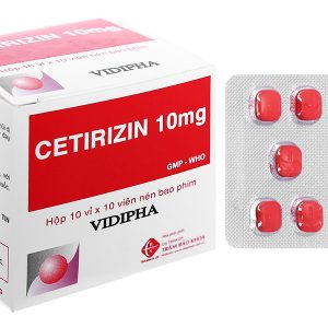 Cetirizin Vidipha 10mg trị viêm mũi dị ứng, mề đay (10 vỉ x 10 viên)