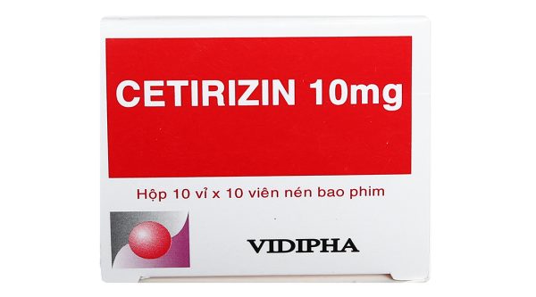 Cetirizin Vidipha 10mg trị viêm mũi dị ứng, mề đay (10 vỉ x 10 viên)