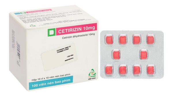 Cetirizin TV.Pharm 10mg điều trị viêm mũi dị ứng, mày đay (10 vỉ x 10 viên)