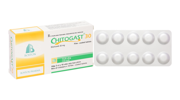 Chitogast 30 trị triệu chứng các bệnh viêm xương khớp cấp và mạn tính (3 vỉ x 10 viên)