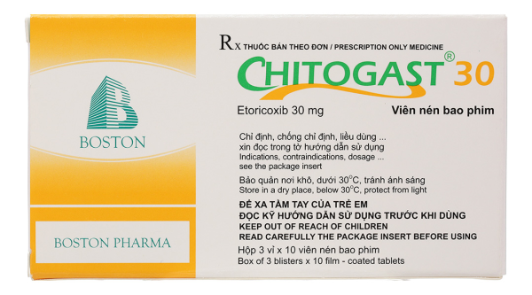 Chitogast 30 trị triệu chứng các bệnh viêm xương khớp cấp và mạn tính (3 vỉ x 10 viên)