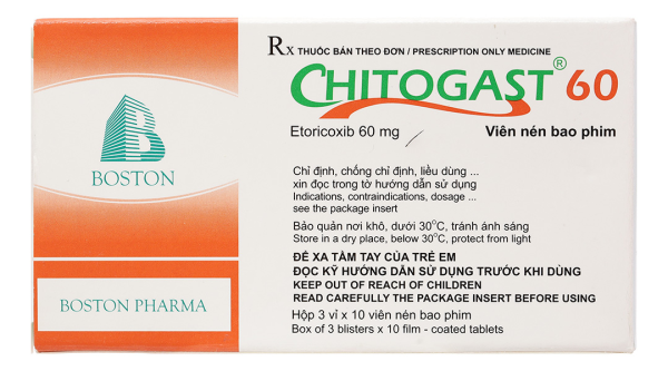 Chitogast 60 trị triệu chứng các bệnh viêm xương khớp cấp và mạn tính (3 vỉ x 10 viên)
