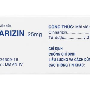 Cinnarizin Vidipha 25mg trị rối loạn tiền đình, chống say xe (10 vỉ x 10 viên)