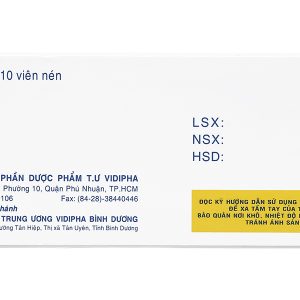 Cinnarizin Vidipha 25mg trị rối loạn tiền đình, chống say xe (10 vỉ x 10 viên)