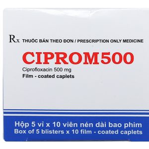 Ciprom500 trị nhiễm khuẩn nặng do vi khuẩn nhạy cảm (5 vỉ x 10 viên)
