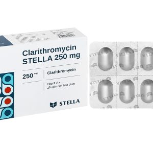 Clarithromycin Stella 250mg trị nhiễm khuẩn do các vi khuẩn nhạy cảm (2 vỉ x 10 viên)