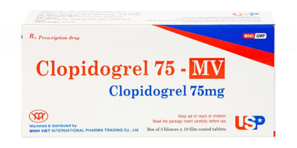 Clopidogrel 75 - MV giảm hay dự phòng huyết khối do xơ vữa động mạch (3 vỉ x 10 viên)