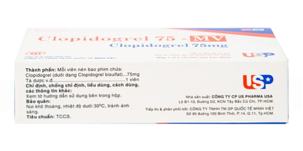 Clopidogrel 75 - MV giảm hay dự phòng huyết khối do xơ vữa động mạch (3 vỉ x 10 viên)