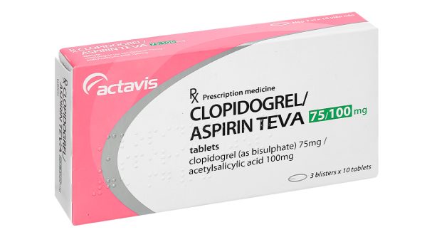 Clopidogrel/Aspirin TEVA 75/100mg trị bệnh mạch vành, nhồi máu cơ tim (3 vỉ x 10 viên)