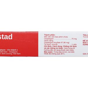 Clopistad 75mg phòng ngừa các biến cố do huyết khối động mạch (3 vỉ x 10 viên)